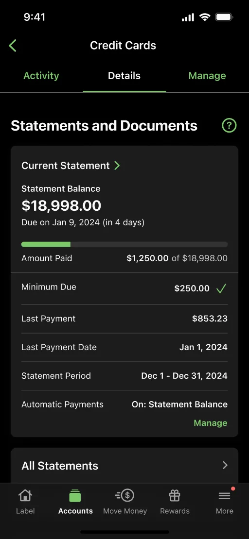 Statement Tracking — object as hero